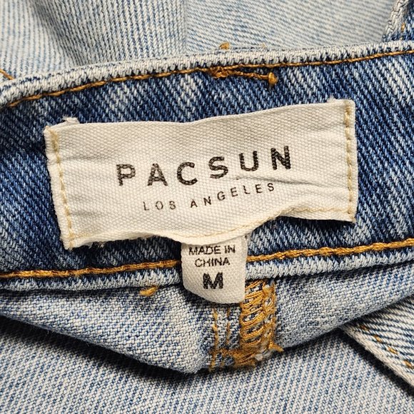 PacSun Blue Denim Overall Mini Skirt Dress Medium Buttons Down - Picture 6 of 11